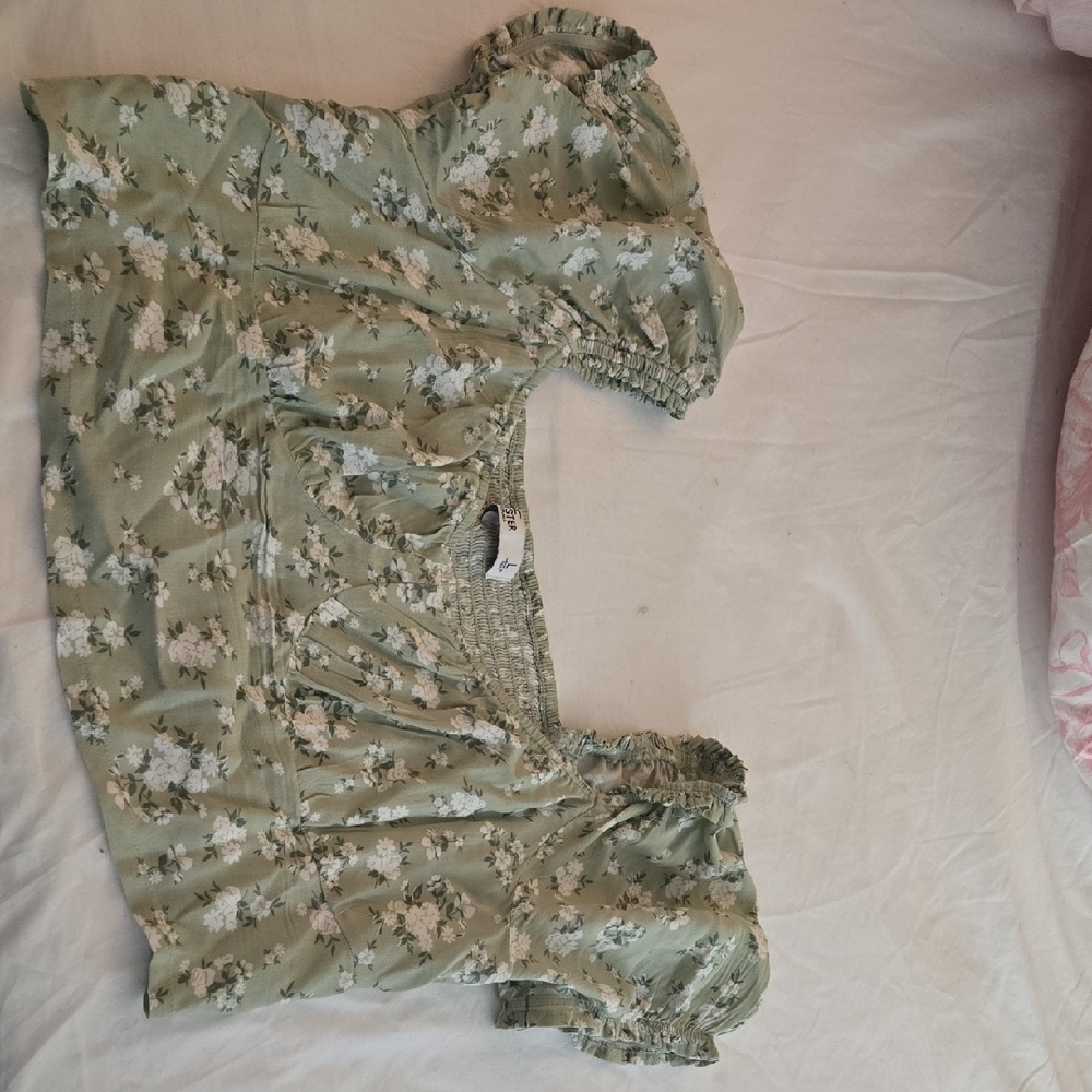 Green Floral Crop Top